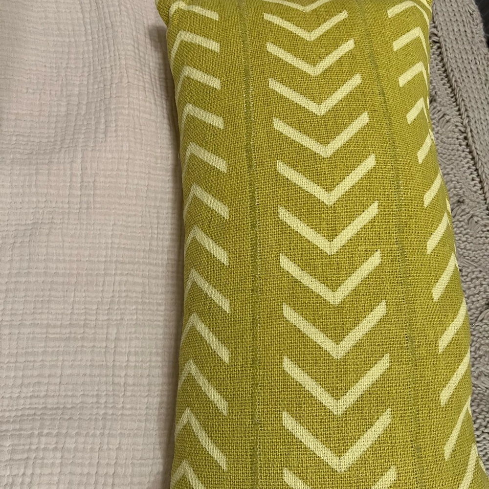 Green and White Chevron Pillow